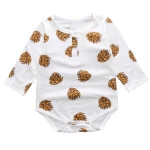 Long Sleeve Baby Romper With Pinecone Print